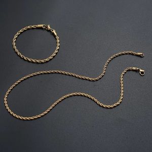 NEW 18k Gold Plated Necklace Bracelet Set